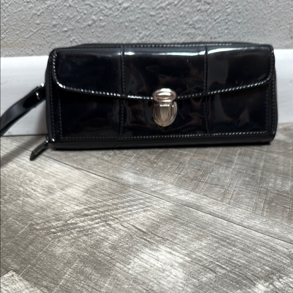 Patent Black Wallet Wristlet - Picture 1 of 13